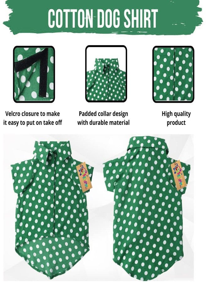 ويستيرن إرا قميص مطبوع عصري فائق النعومة من ويسترن إيرا، ملابس مريحة للغاية للكلاب، قميص قطني مطبوع يسمح بمرور الهواء، قميص خفيف الوزن لطيف لحيواناتك الأليفة (مقاس متوسط - 16 بوصة) (أخضر منقط) - Image 3